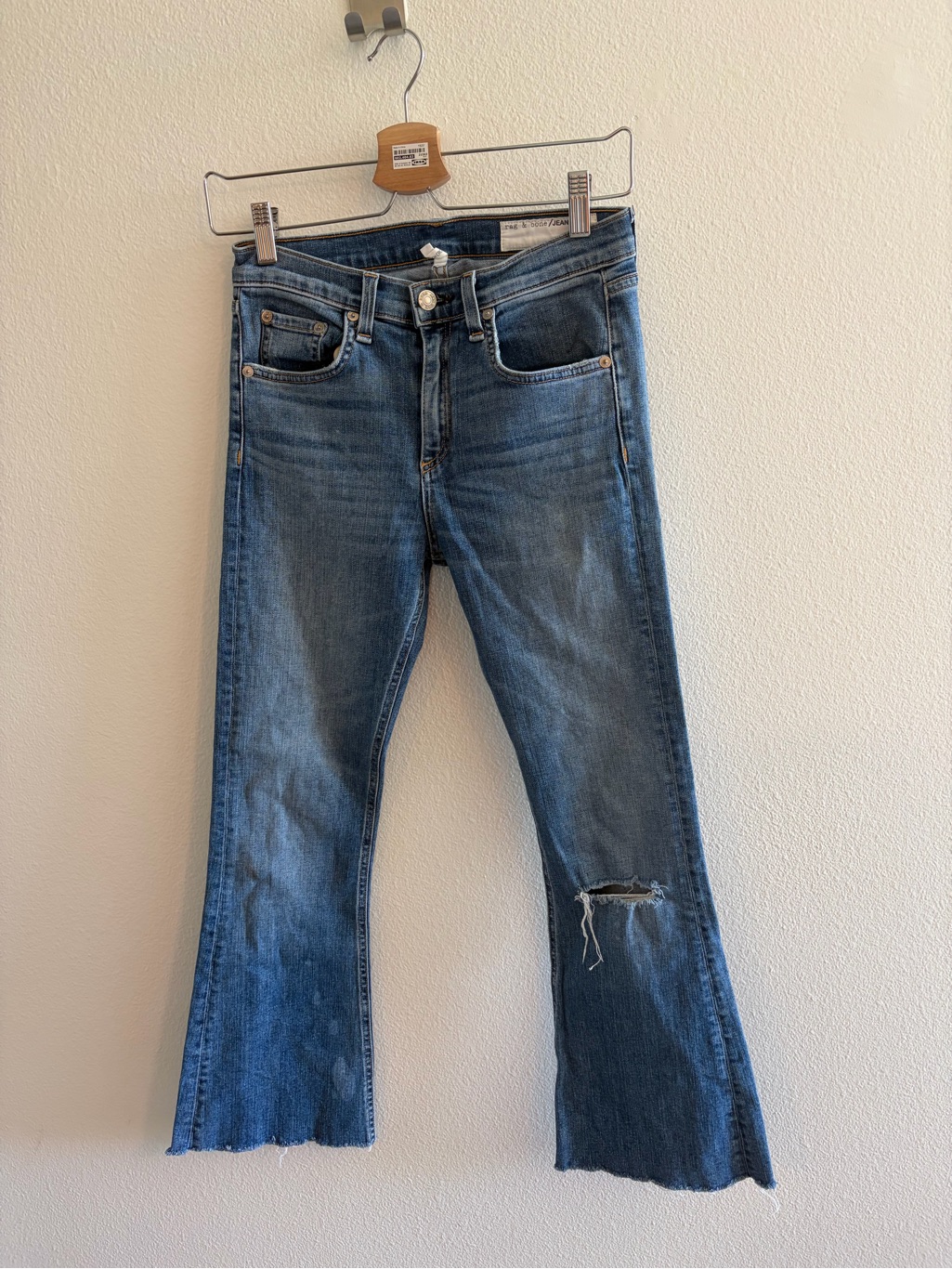 Rag & Bone Mid Blue Cropped Flare Jeans